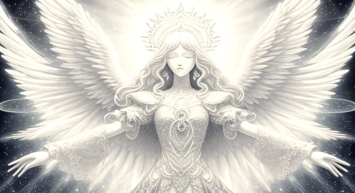 Radiant Angel Made of Lace and Diamonds