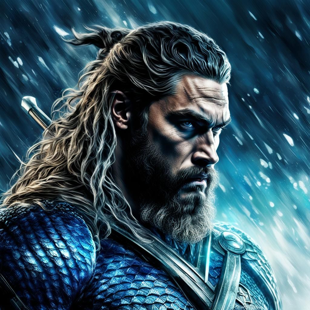 Aquaman Portrait with Intense Blue Glow