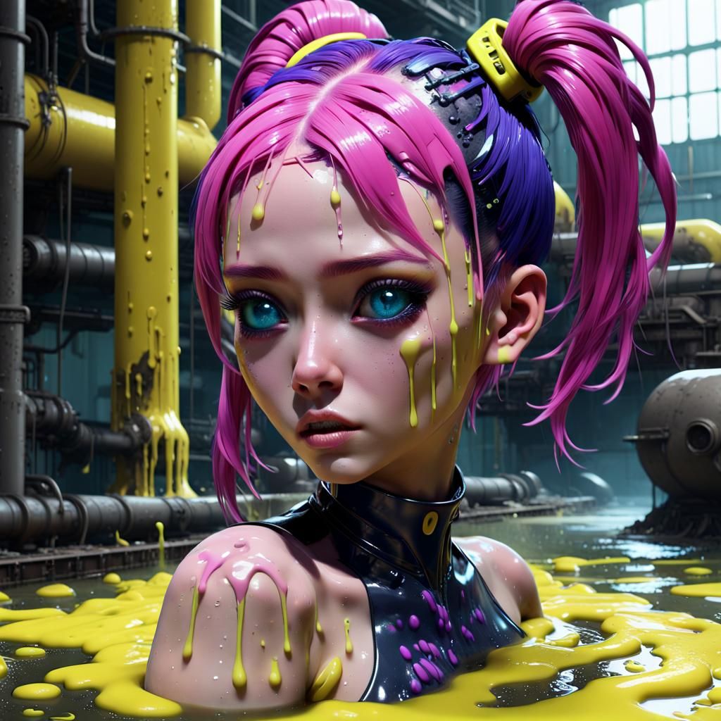 Futuristic Pop Star in Cyberpunk Slime Vat