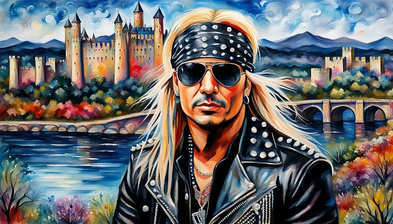 Gothic Rock Singer Portrait in Neo-Impressionism Style