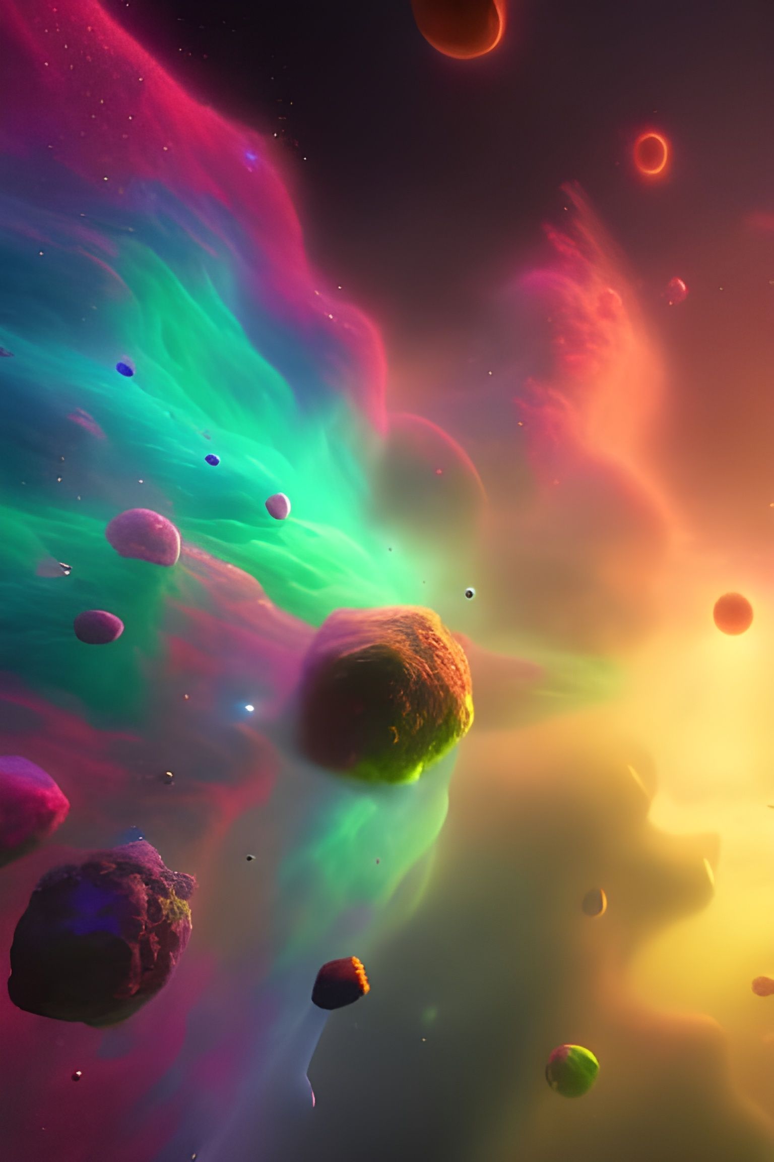 Vibrant Space Nebula Cloud in Detailed Matte Painting