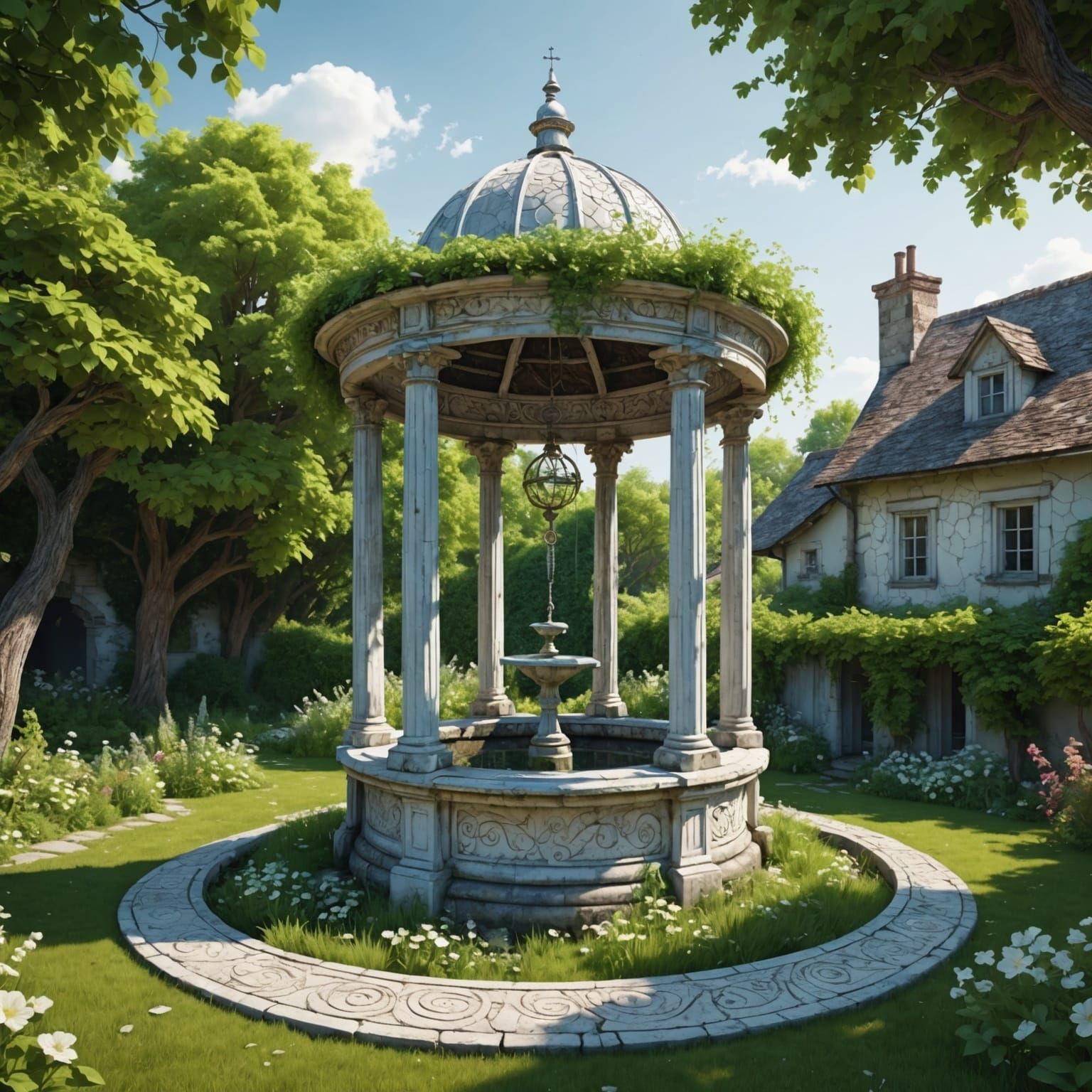 Radiant Well in Neglected Garden with 3D Shading
