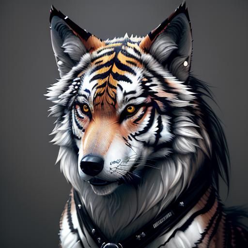 Intricate Cyberpunk Wolf Portrait in 8K Resolution