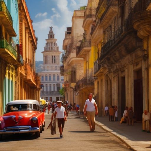 Cuban Man with Cigar in Havana: Digital Art