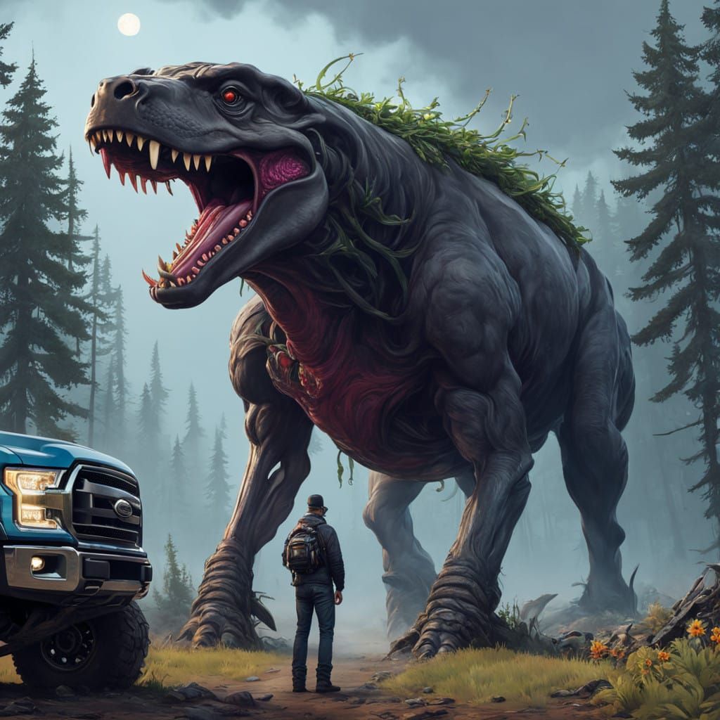 Ford F150 Grill Adorned with Intricate Flower Wreath in Goth...