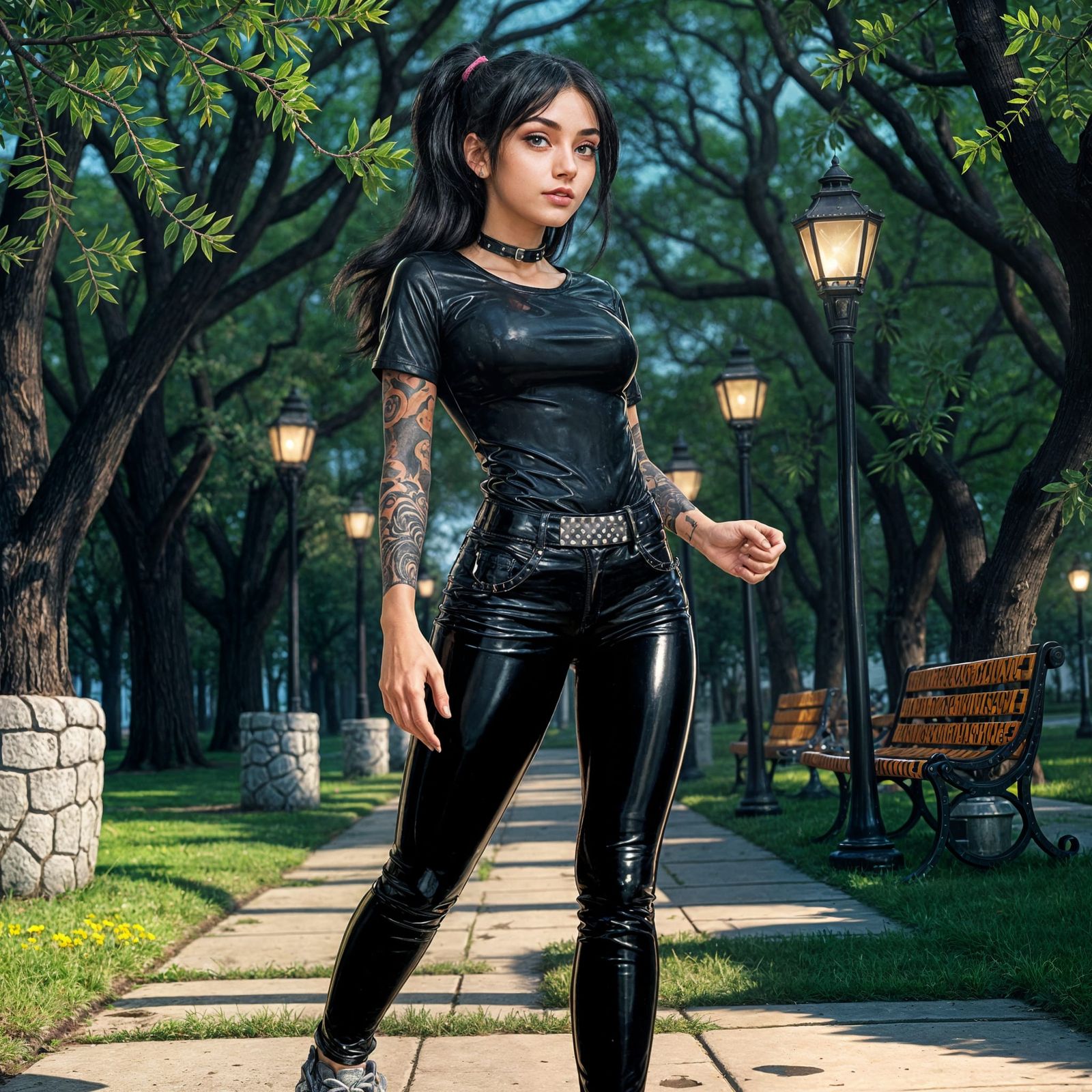 Anime Woman in Latex Fashion, Studio Trigger Style