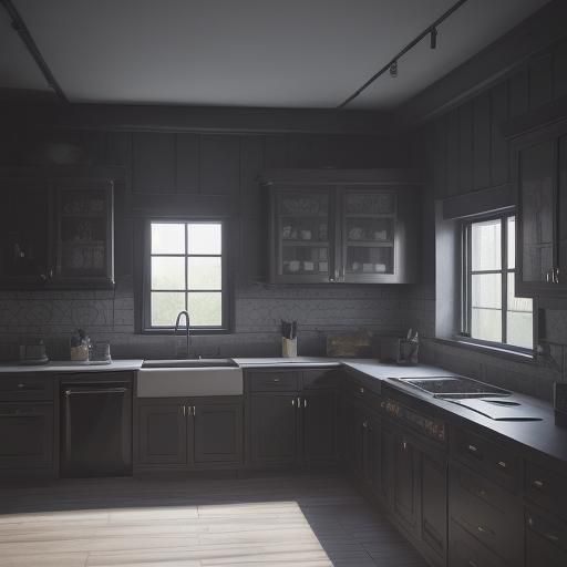 Modern Kitchen in Chinese Ink Wash Painting