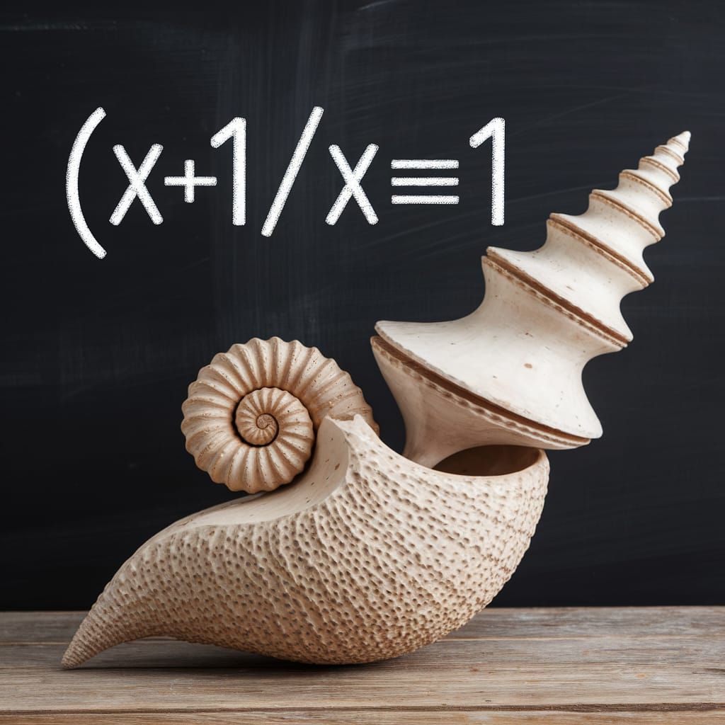 Giant Spiral Conch Shell with Mathematical Blackboard