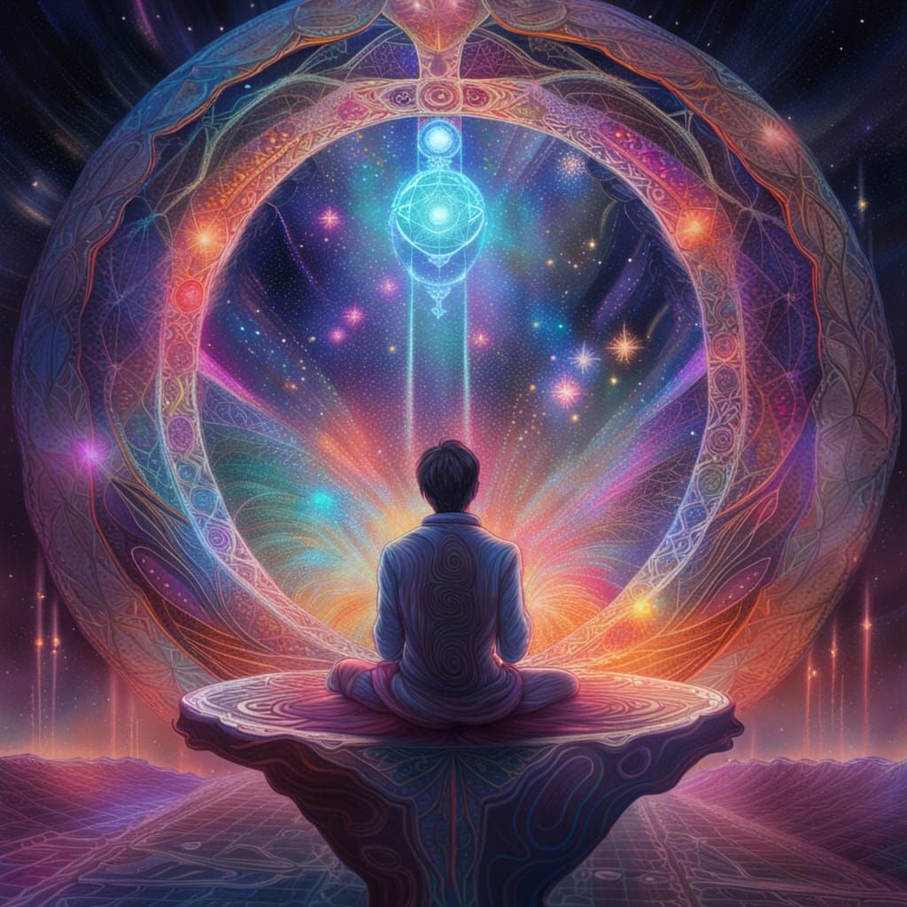 Cosmic Portal Illustration in Mixed Media