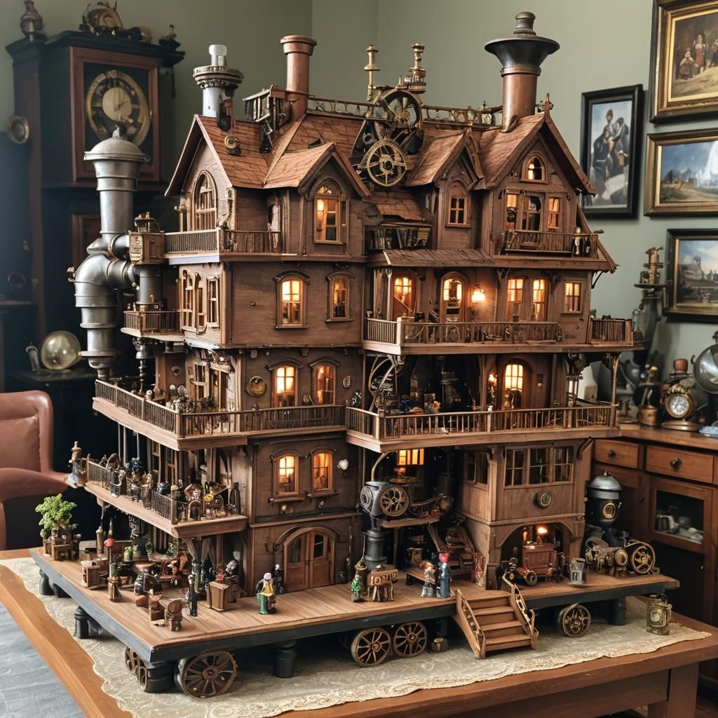 Addams Family Dollhouse with Steampunk Engine