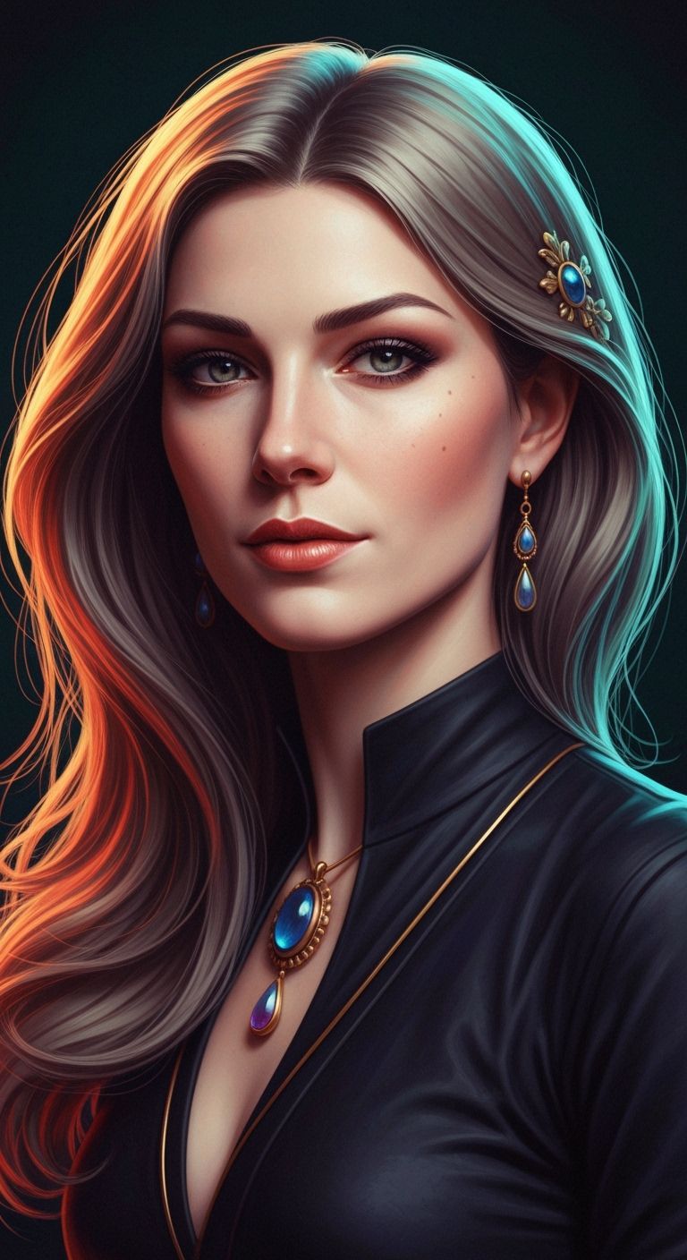 Elegant Woman Portrait in Art Nouveau Style