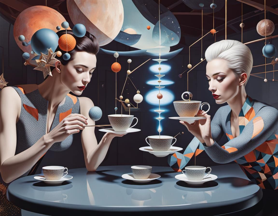 Nested Atomic Universes in Tea Scene