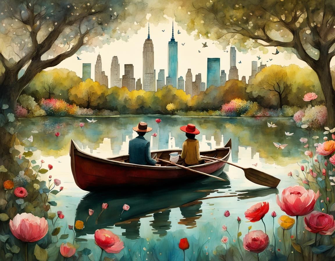 Romantic Central Park Lake Date in Magical Garden