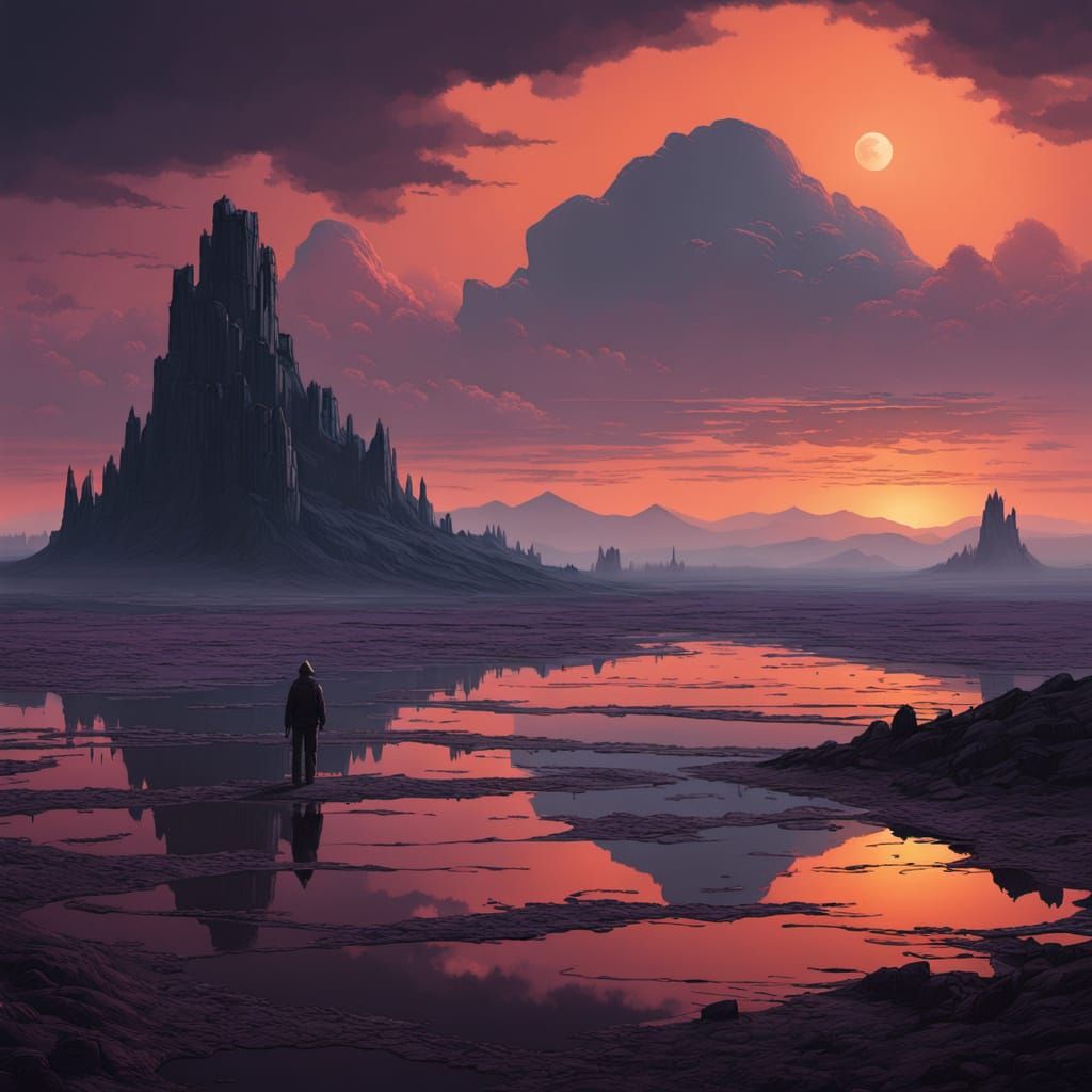 Mysterious Wanderer at Twilight Salt Flat