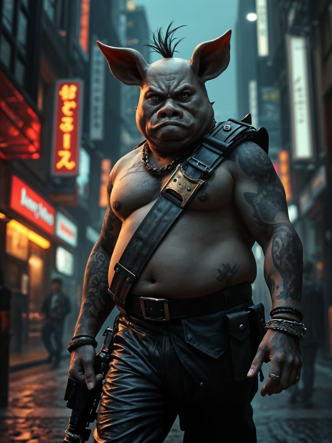Cyberpunk Pig-Barbarian Concept Art