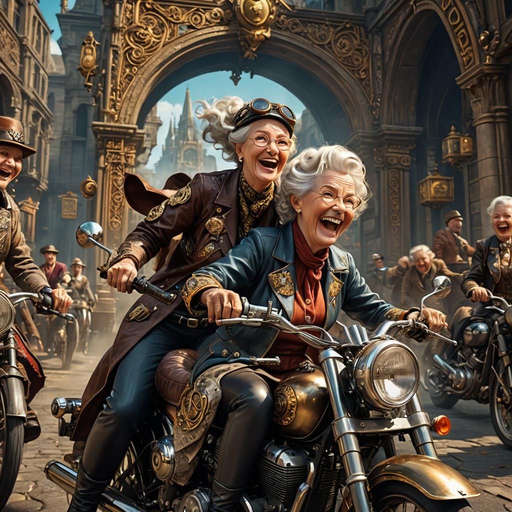 Steampunk Adventure: Two Ladies on Norton Motorcycles