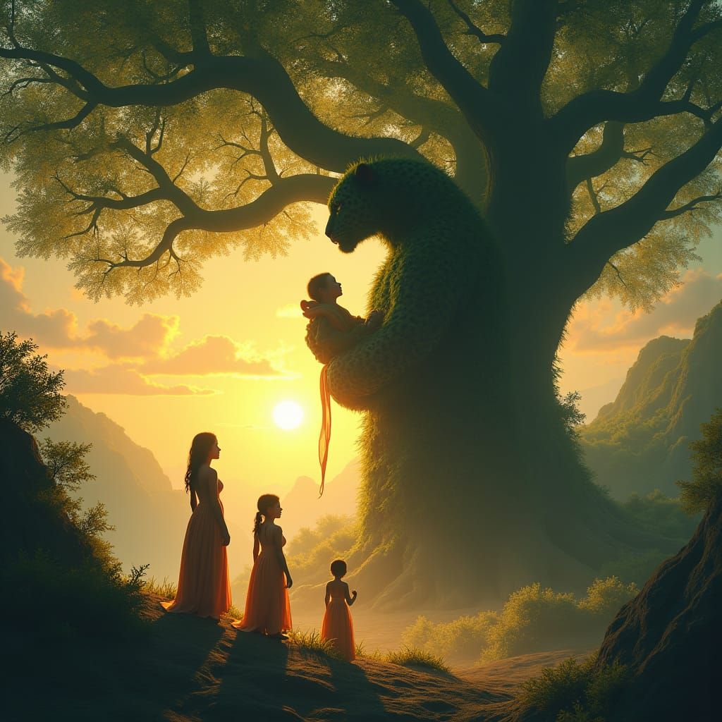 Dark Green Leopard Man and Daughter of Wisdom