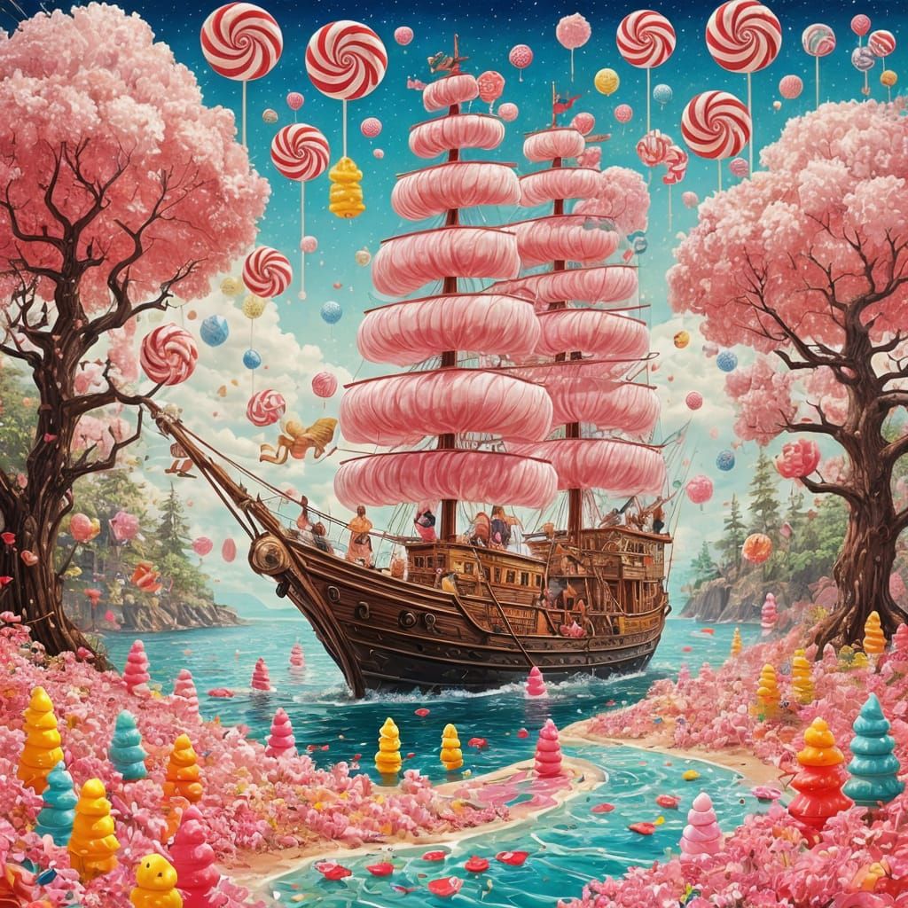 Candy Pink Ocean Wonderland: A Sugary Dreamscape