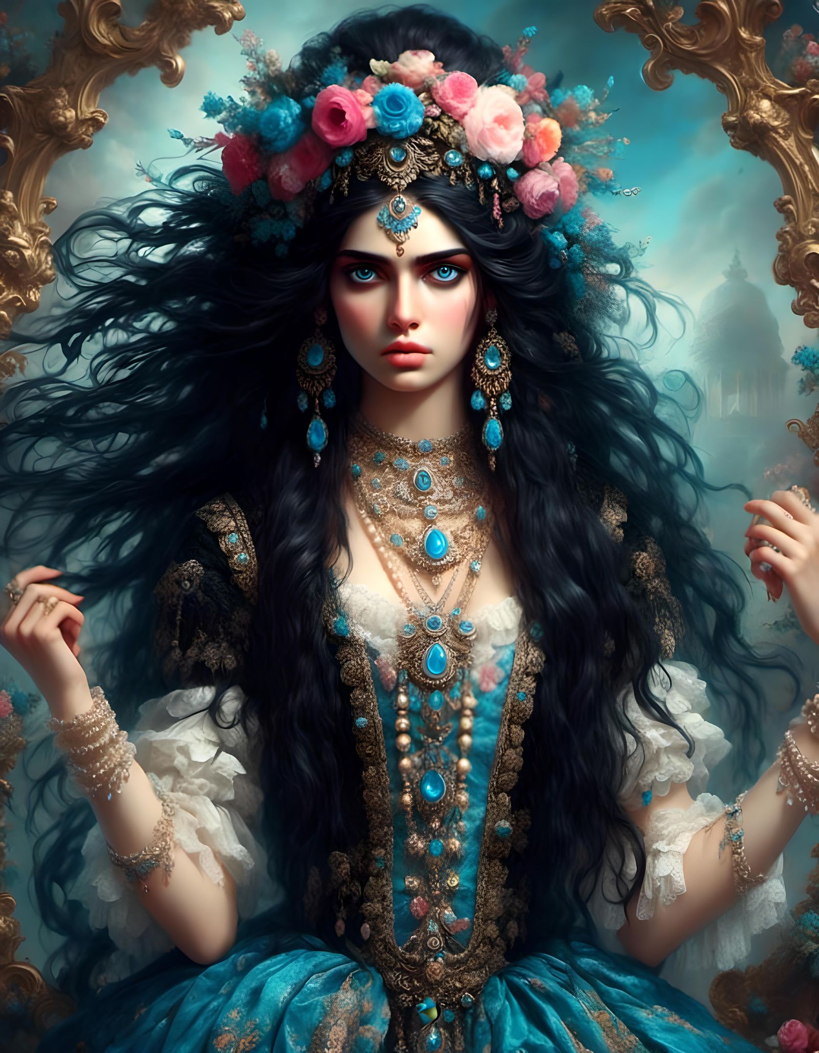 Dark Rococo Beauty: Indian Woman's Anger and Fear