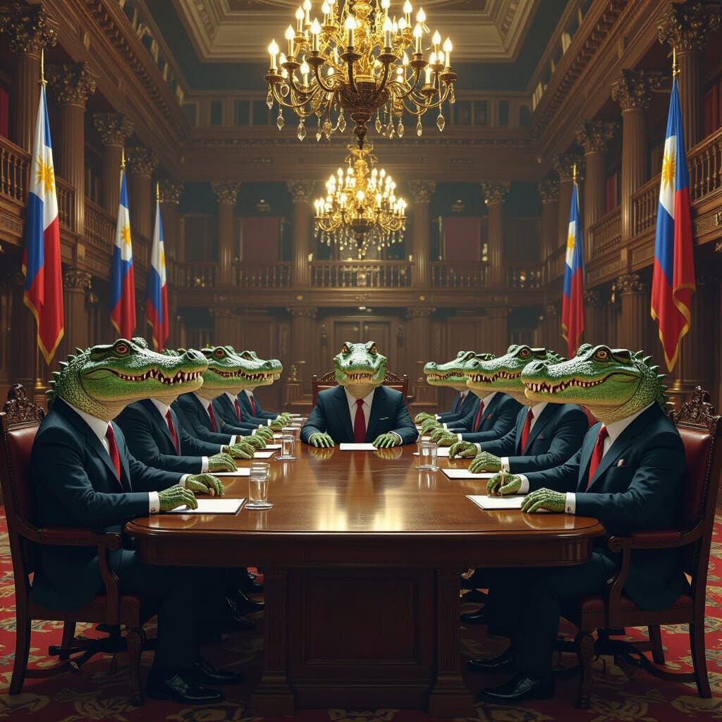 Crocodile Senators Hold Hearing in Philippine Senate Hall