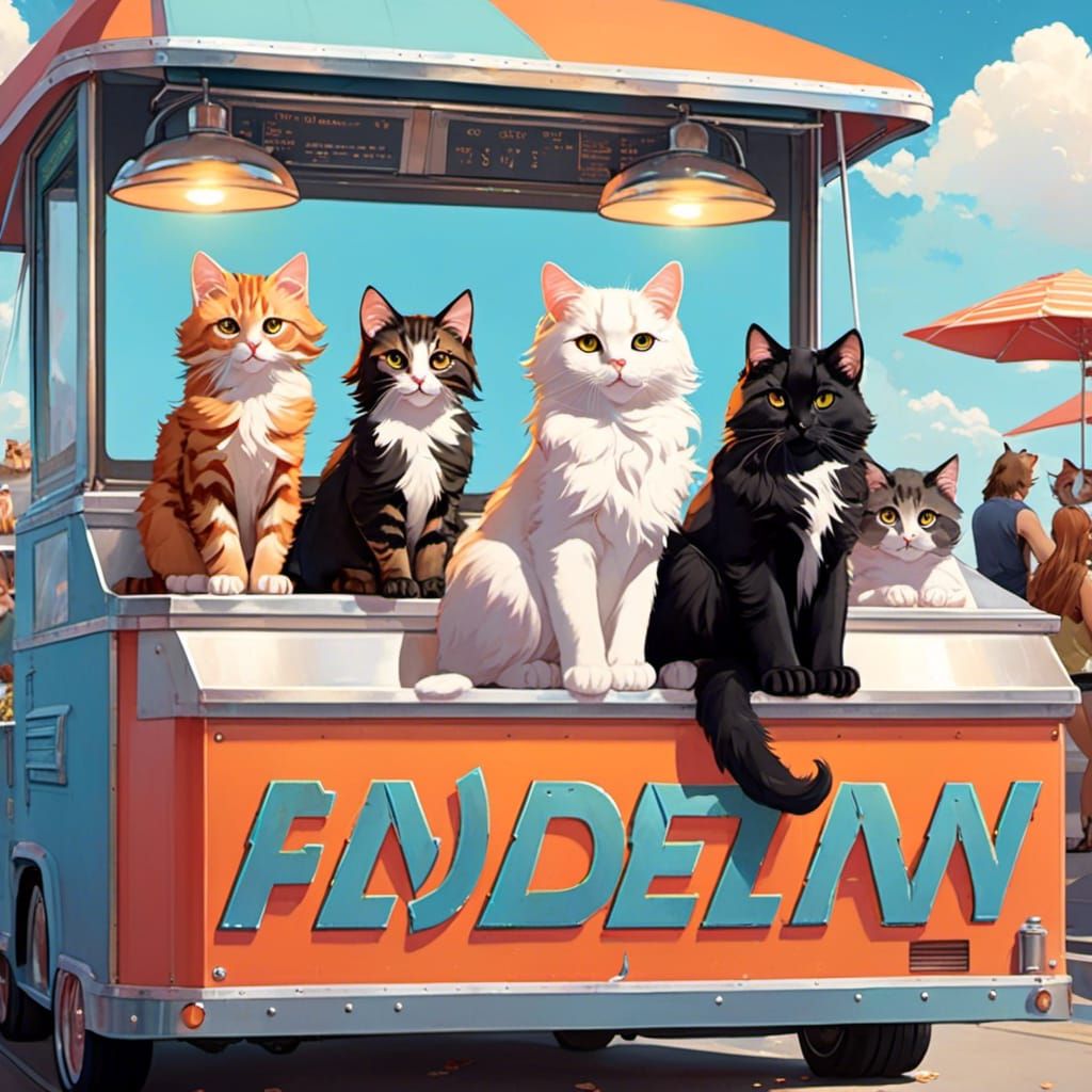 Kittens in a Sci-Fi Food Truck