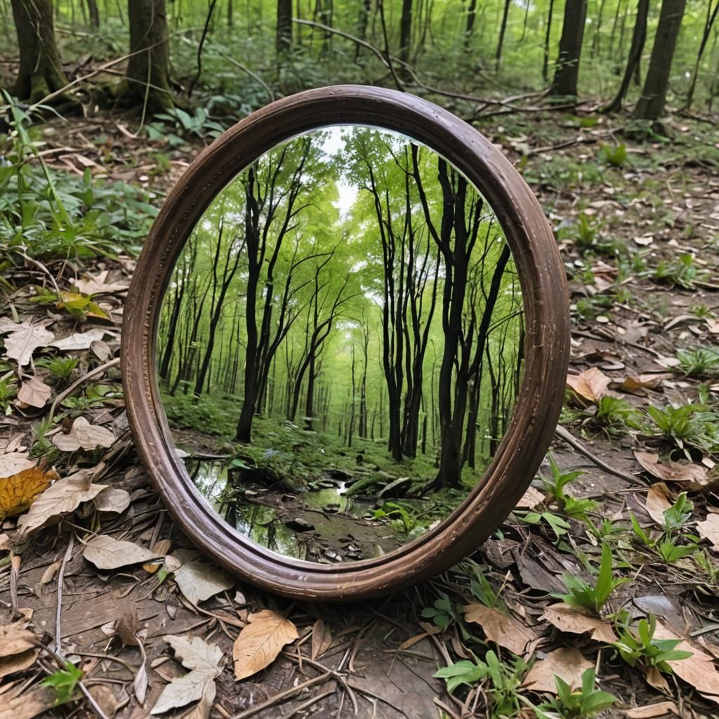 Still Lake Mirrors Forest in Perfect Reflection