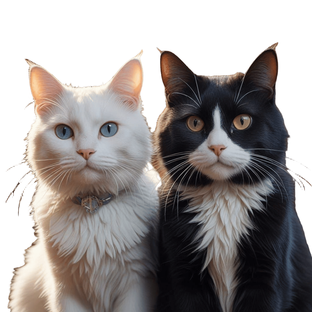 Intricate Black and White Cat Portraits in Gradient Dreamsca...