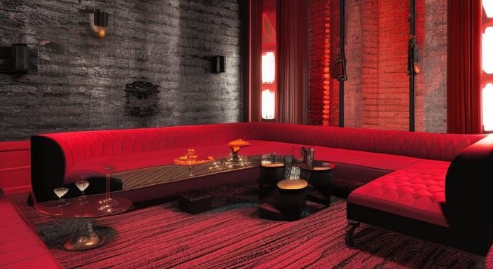 Gothic Crimson and Black Cellar Bar Lounge