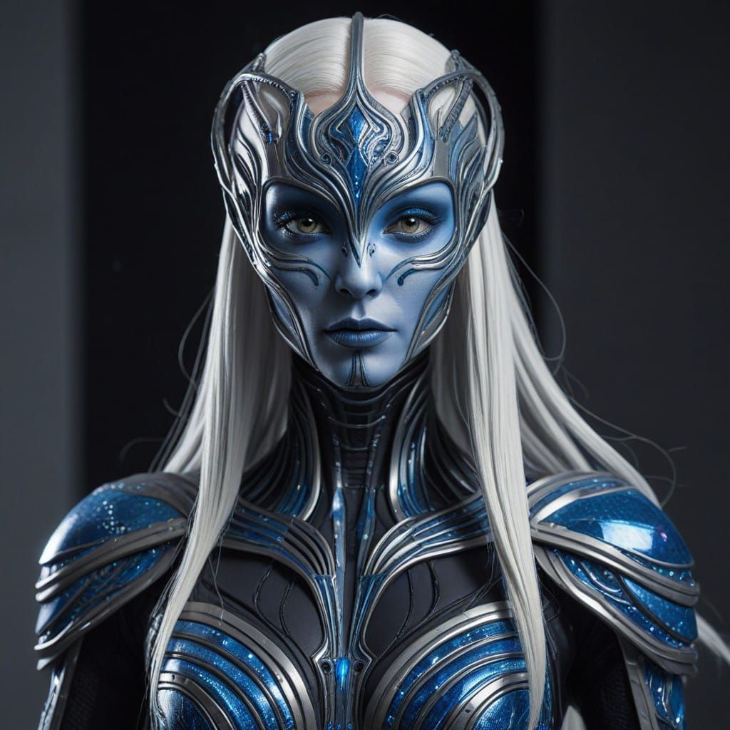 Ethereal Alien Goddess with Glowing Armor