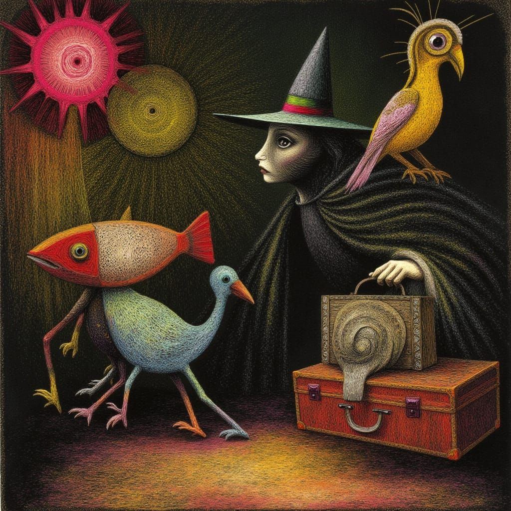 Witch Cat Bella in Bohemian Theatres with Surreal Companions