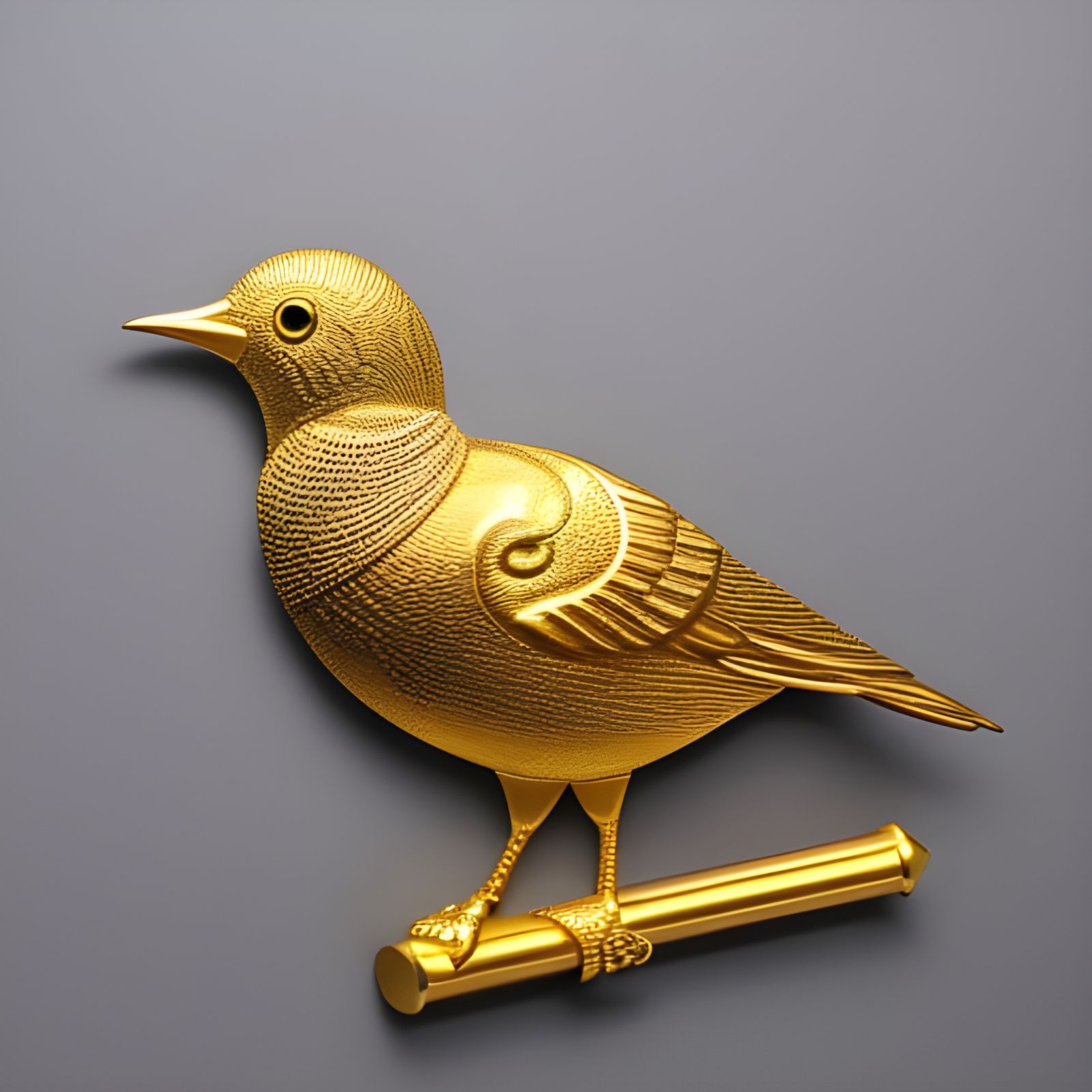 Gold Bird Among Flowers: 3D Metallic Wall Art