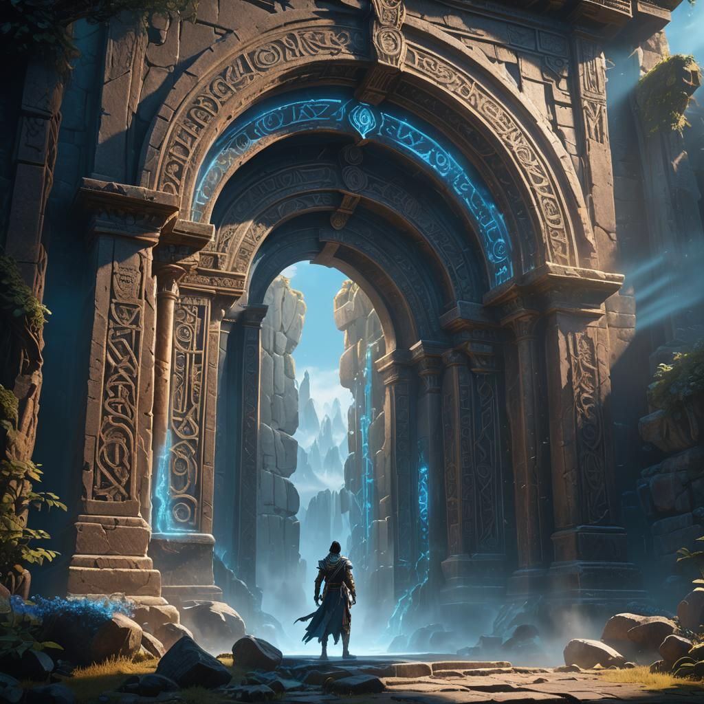 Mystical Portal with Magical Being in Unreal Engine Style