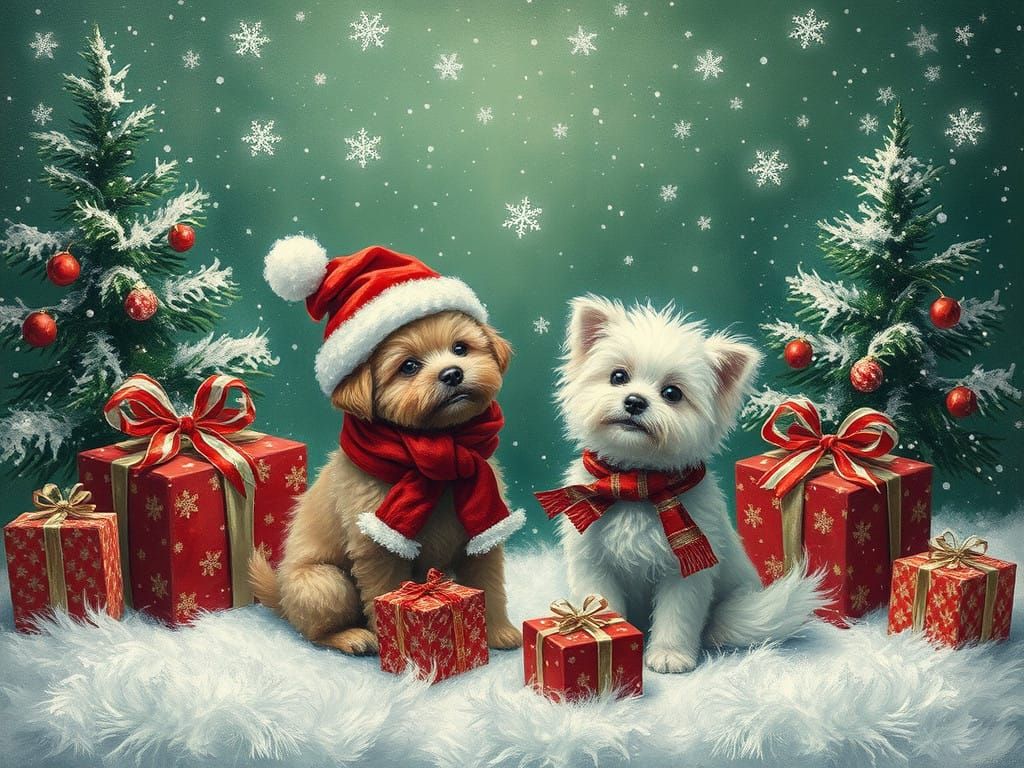 Magical Christmas Wonderland in Whimsical Oil Paint Style