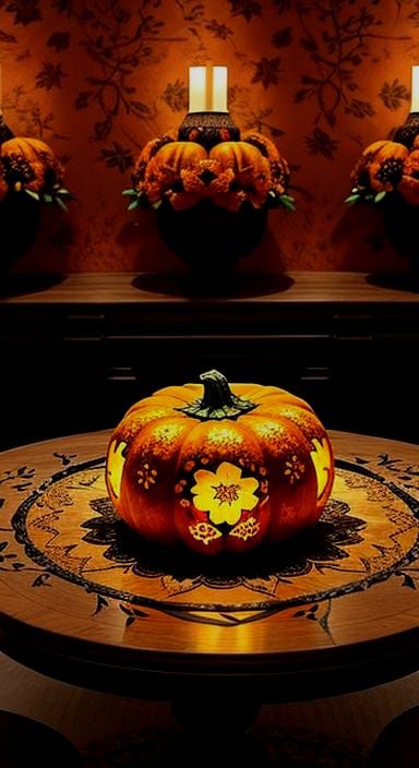 Autumn Table Setting with Engraved Pumpkins