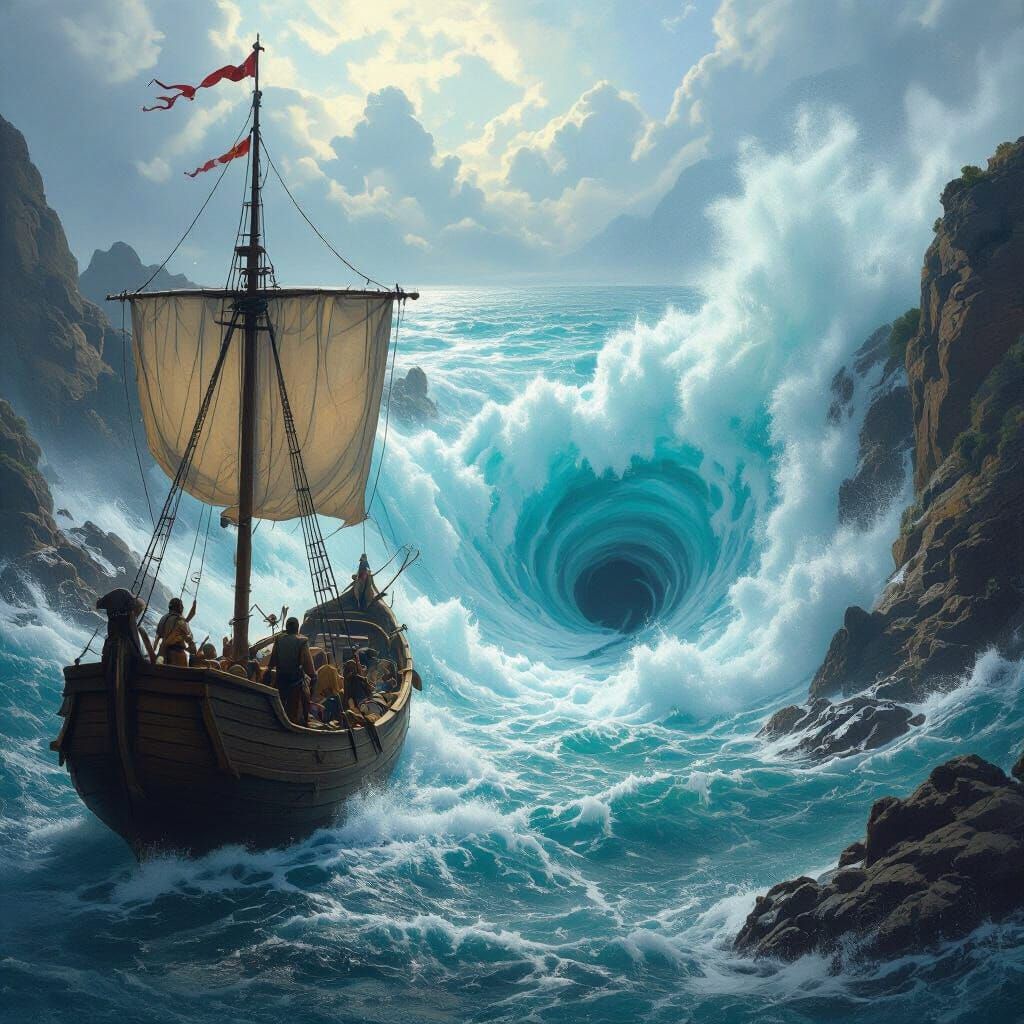 Then we entered the Straits in great fear of mind, for on th...