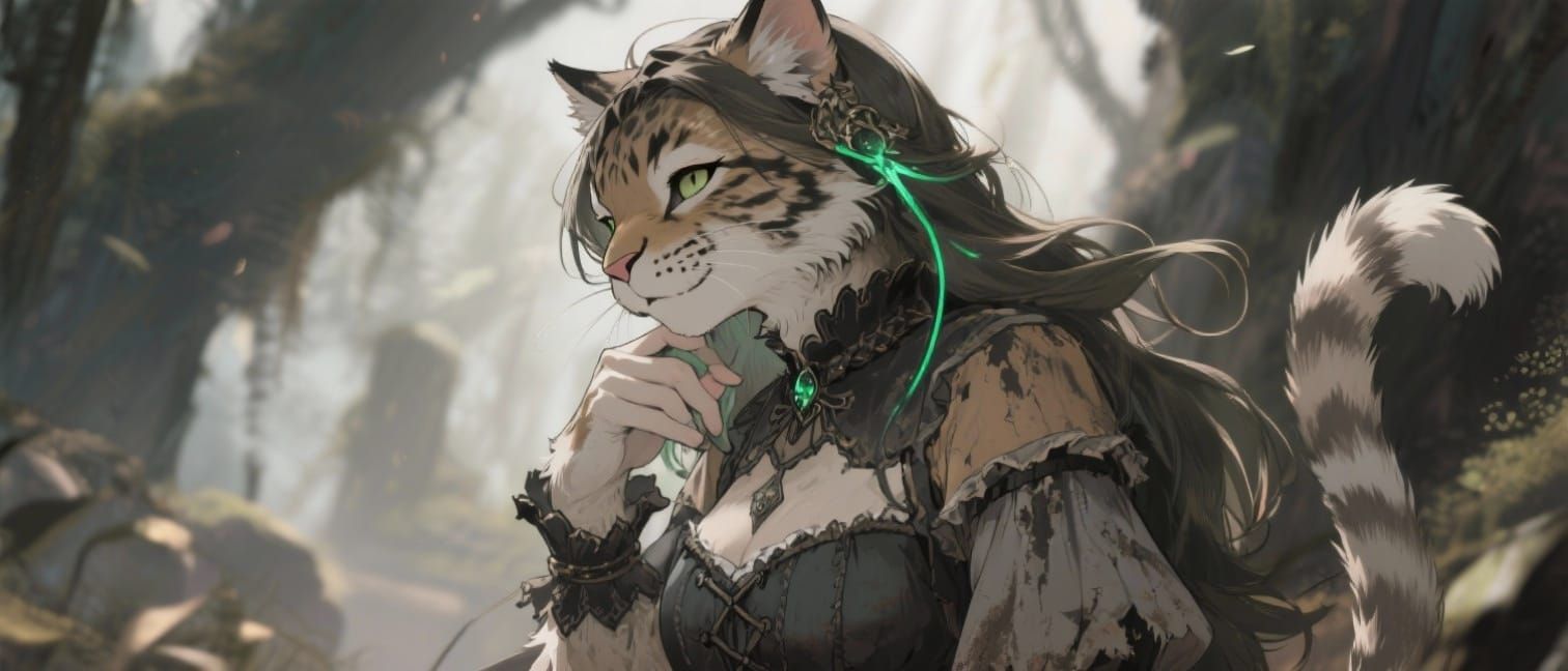 Enchanting Anime Lynx in Gothic Dress