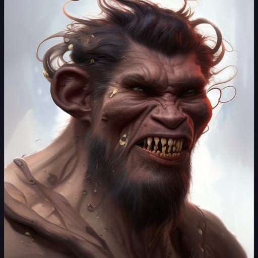 Demonic Neanderthal Portrait in Hyperdetailed Style