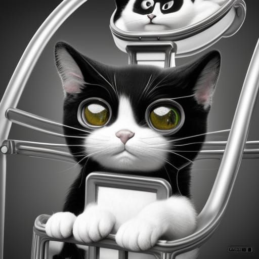 Cat on Roller Coaster in Detailed 3D Style