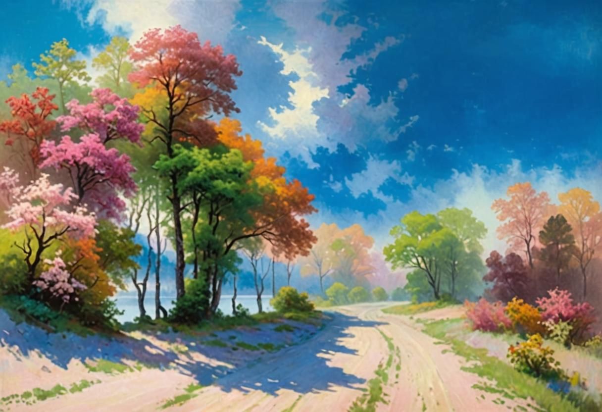 Pink Sunrise Over Serene Lake Landscape