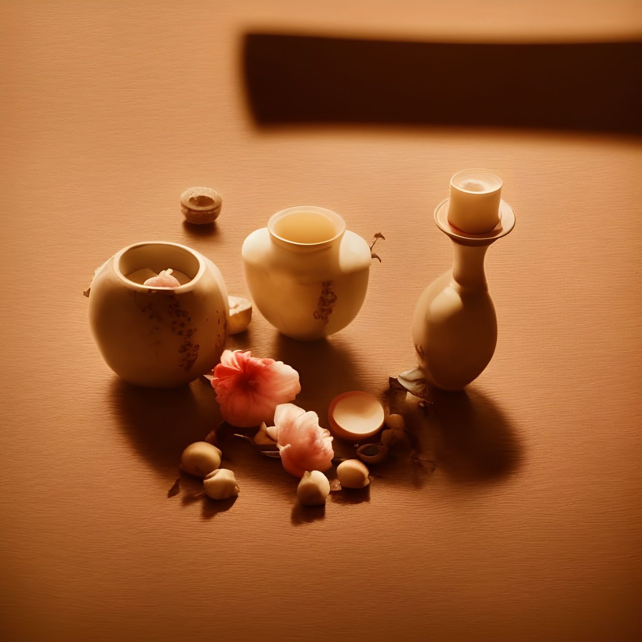 Still Life: Vase with Runes and Red Rose