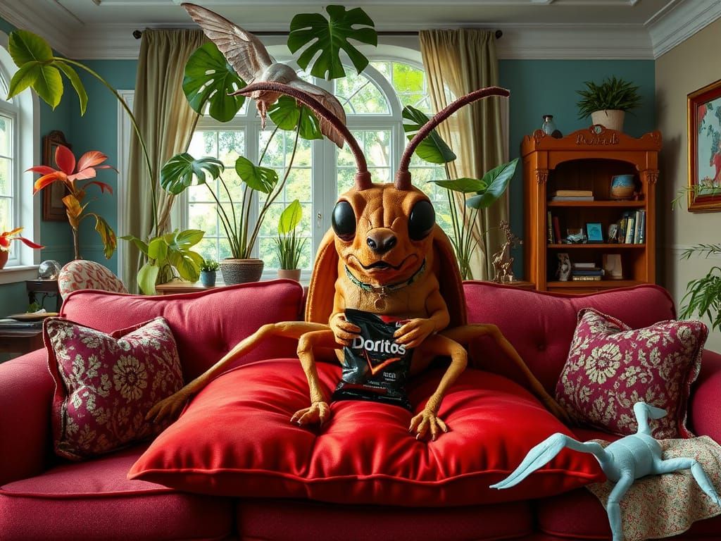Surreal Insect Begs for Snacks in Vibrant Unreal Engine Art