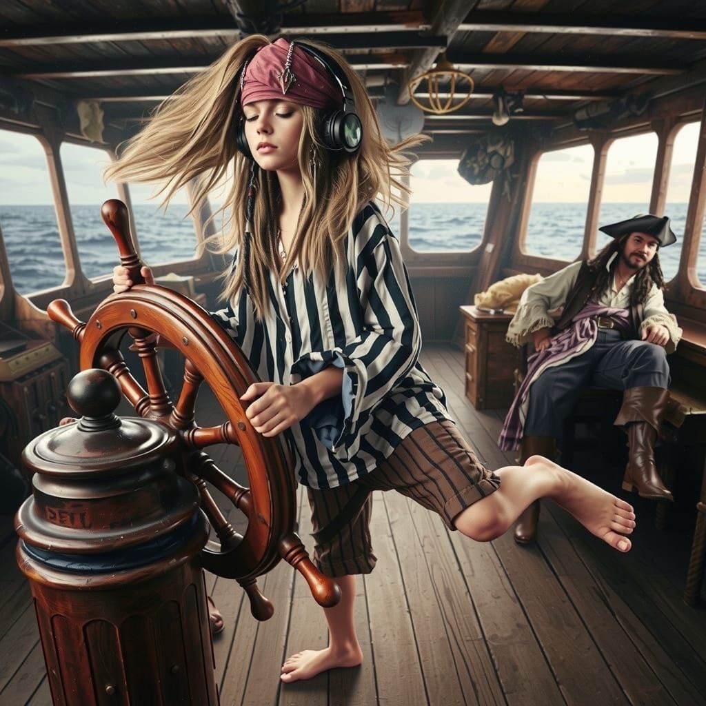 Swashbuckling Pirate in Gritty, Industrial Setting