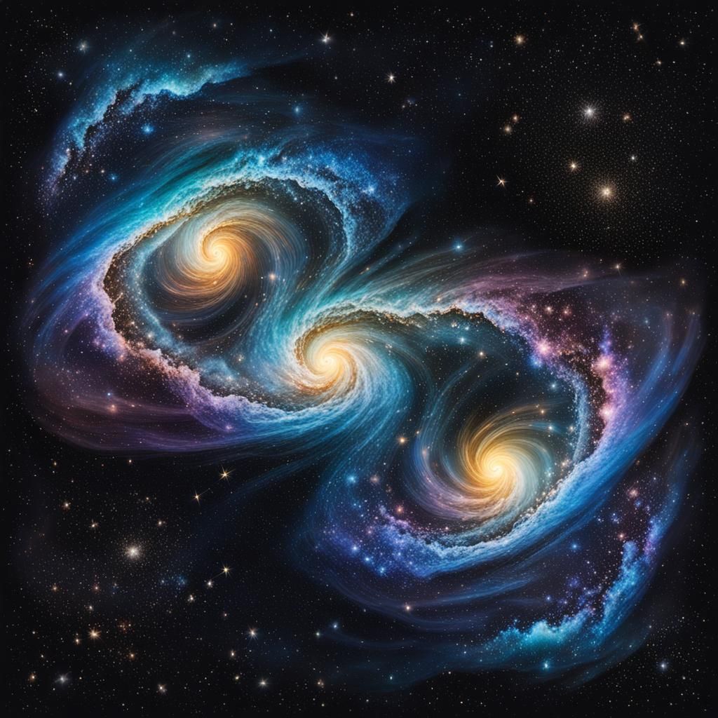 Spectacular Night Sky: Dancing Galaxies in Space