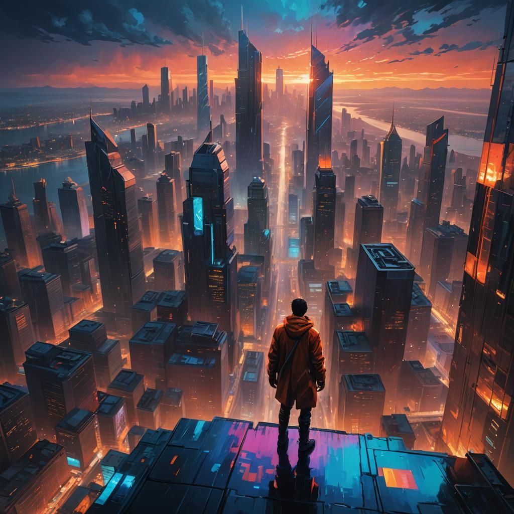 Dystopian Metropolis: Cinematic Sci-Fi Concept Art