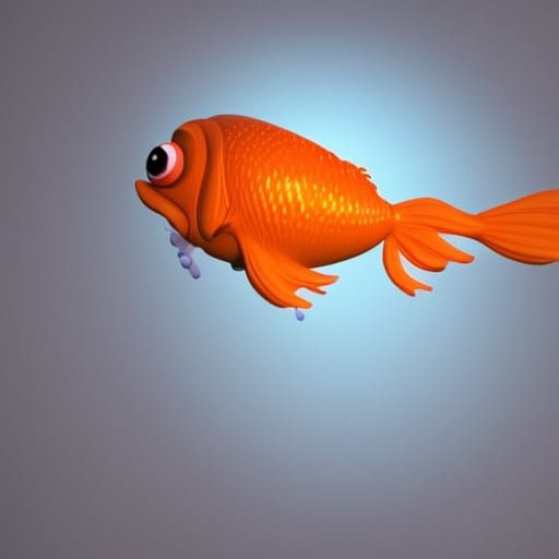 Cartoon Goldfish in Pixar Style 3D Rendering