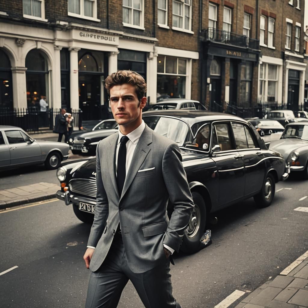 Stylish Man in Suit in London: Cinematic Vibe