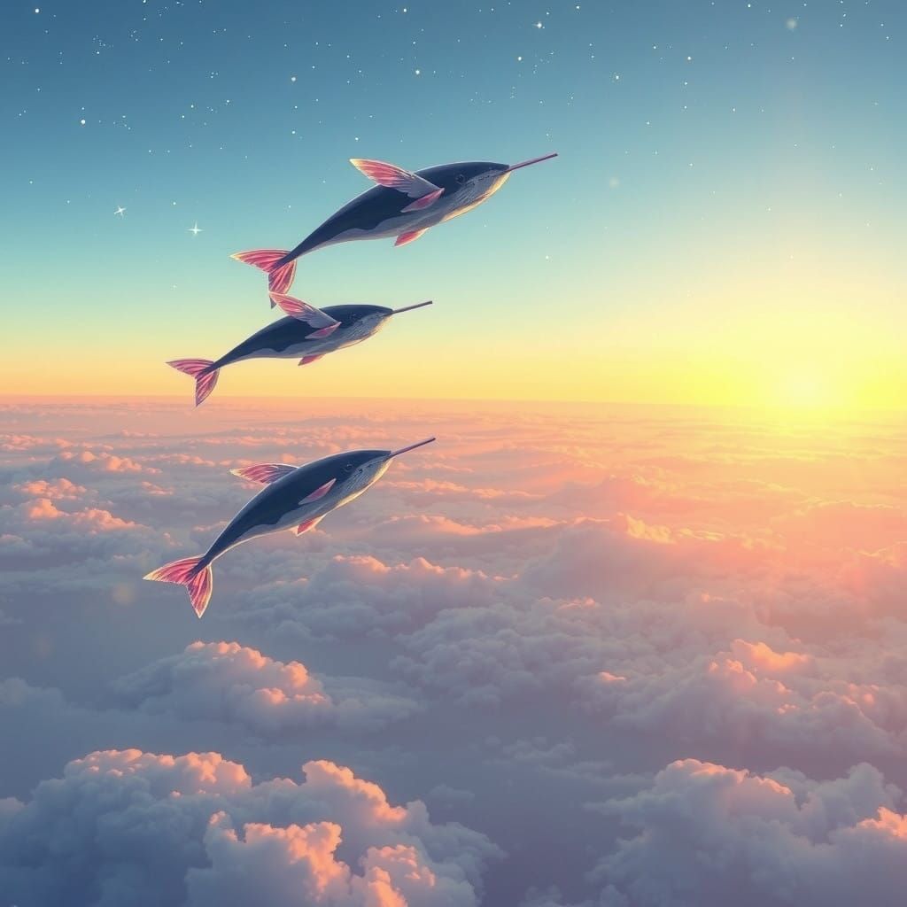 Celestial Skywhales Glide Across Ethereal Horizons
