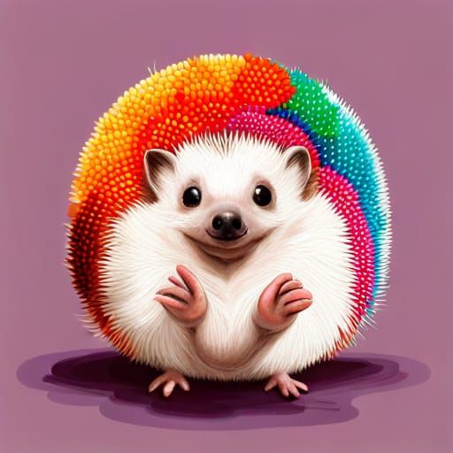 Cute Hedgehog in Colorful Vector Circles Illustration
