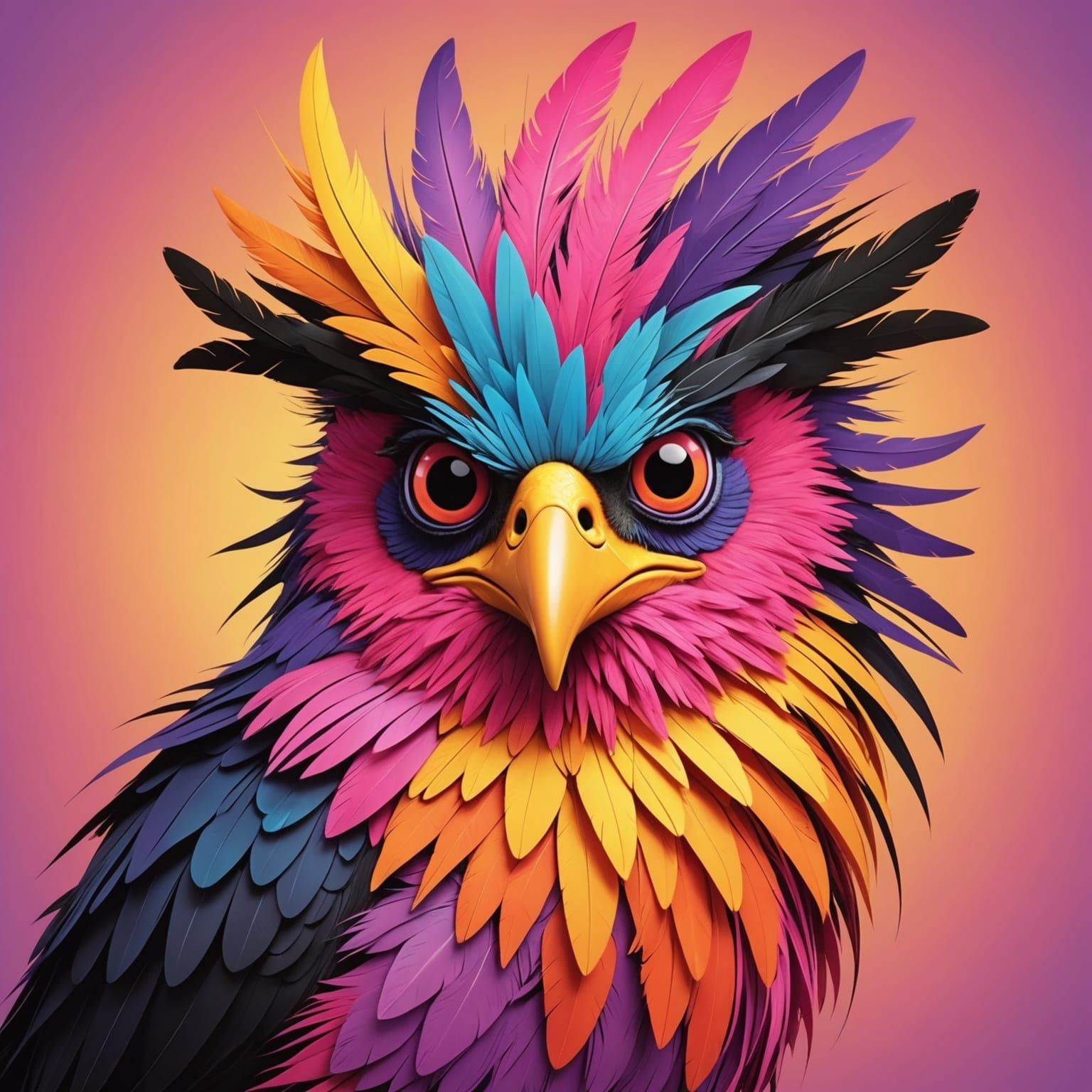 Eccentric Cartoon Bird with Exaggerated Features