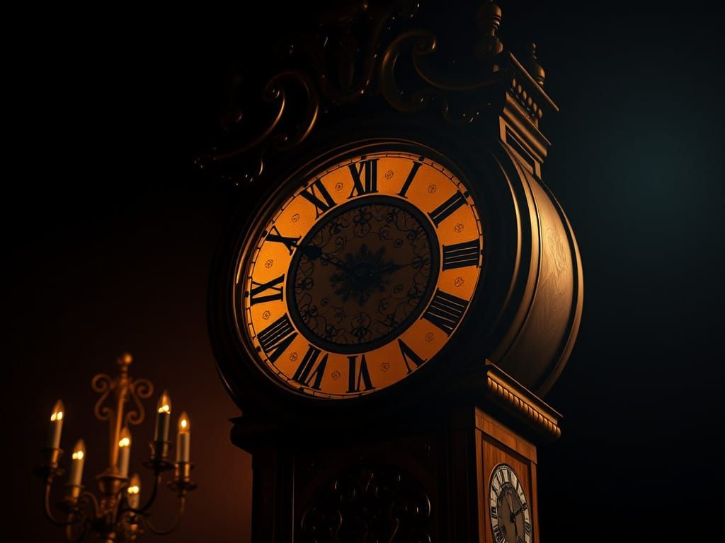 Timeless Clock in Warm Golden Light, Symbolizing Enduring Pa...